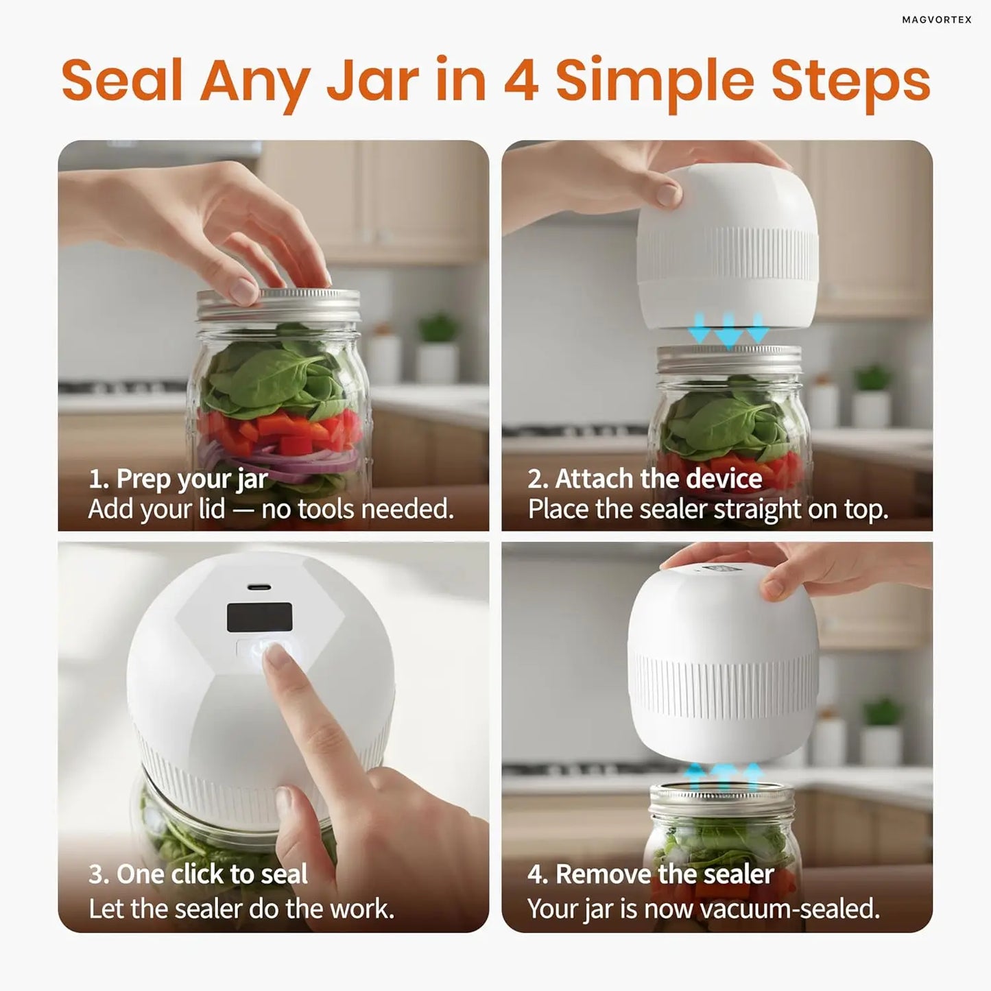 Electric Mason Jar Vacuum Sealer Kit with LED Display,