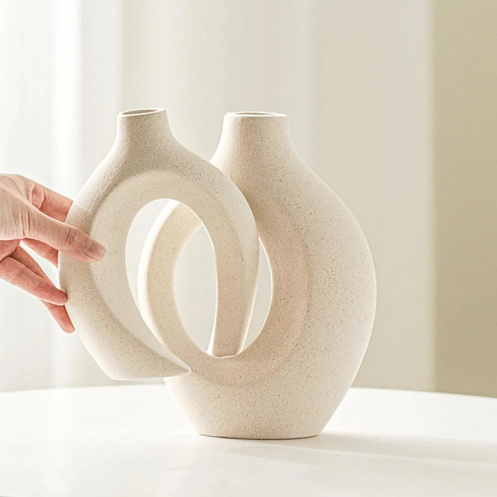 Hollow ceramic vase, Nordic modern