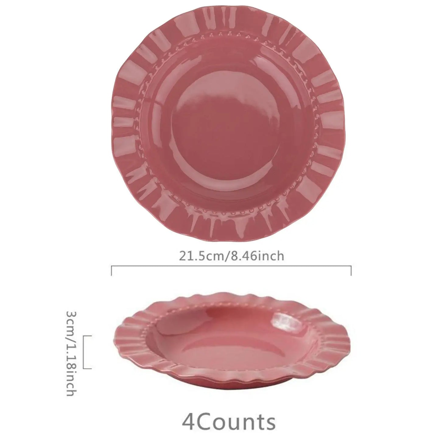 4pcs Multi-Color Ceramic Plate Set