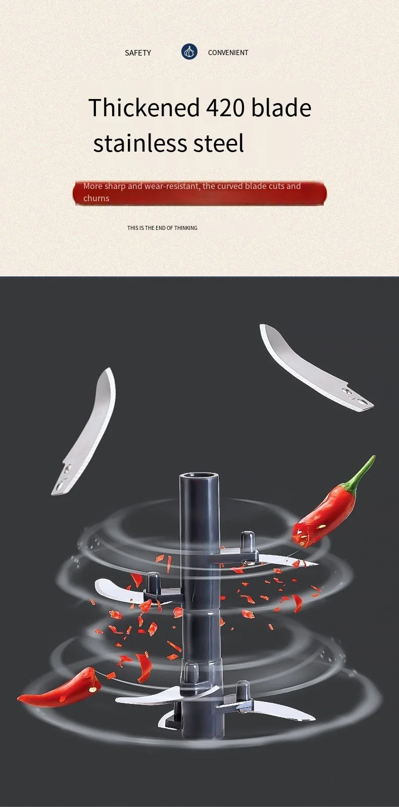 Food blender stainless steel garlic crusher