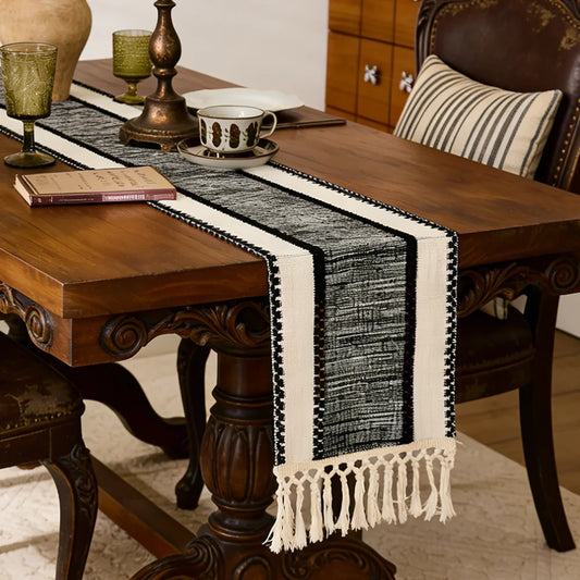 BLACK 72in Nordic Boho Table Runner