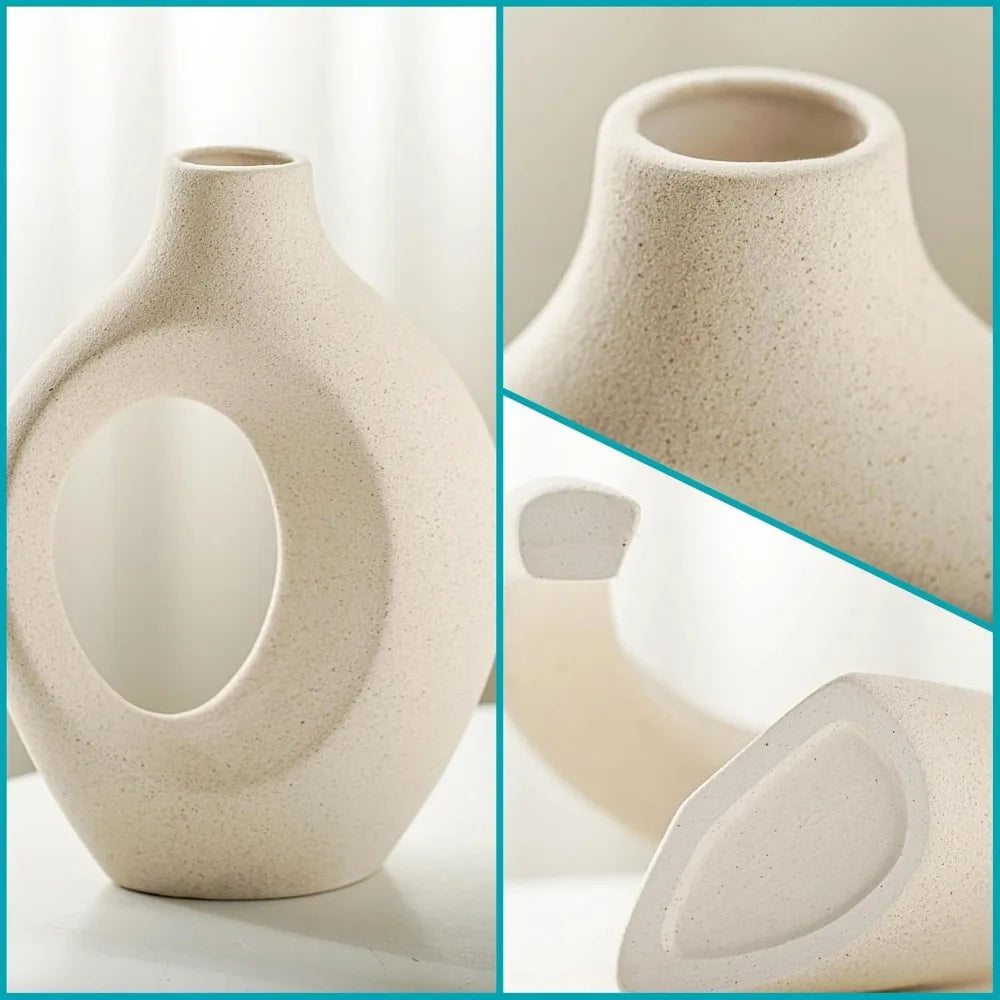 Hollow ceramic vase, Nordic modern
