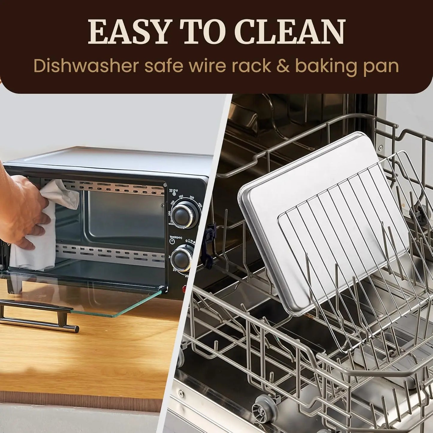 9L 4-Slice Toaster Oven with Timer, Temp Control, Baking Pan & Rack for Baking