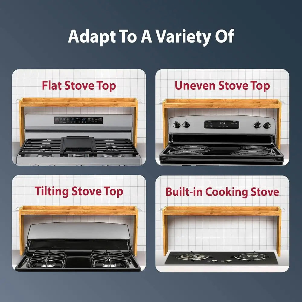 IIIOIIIA Bamboo Over The Stove Spice Shelf for Kitchen Storage