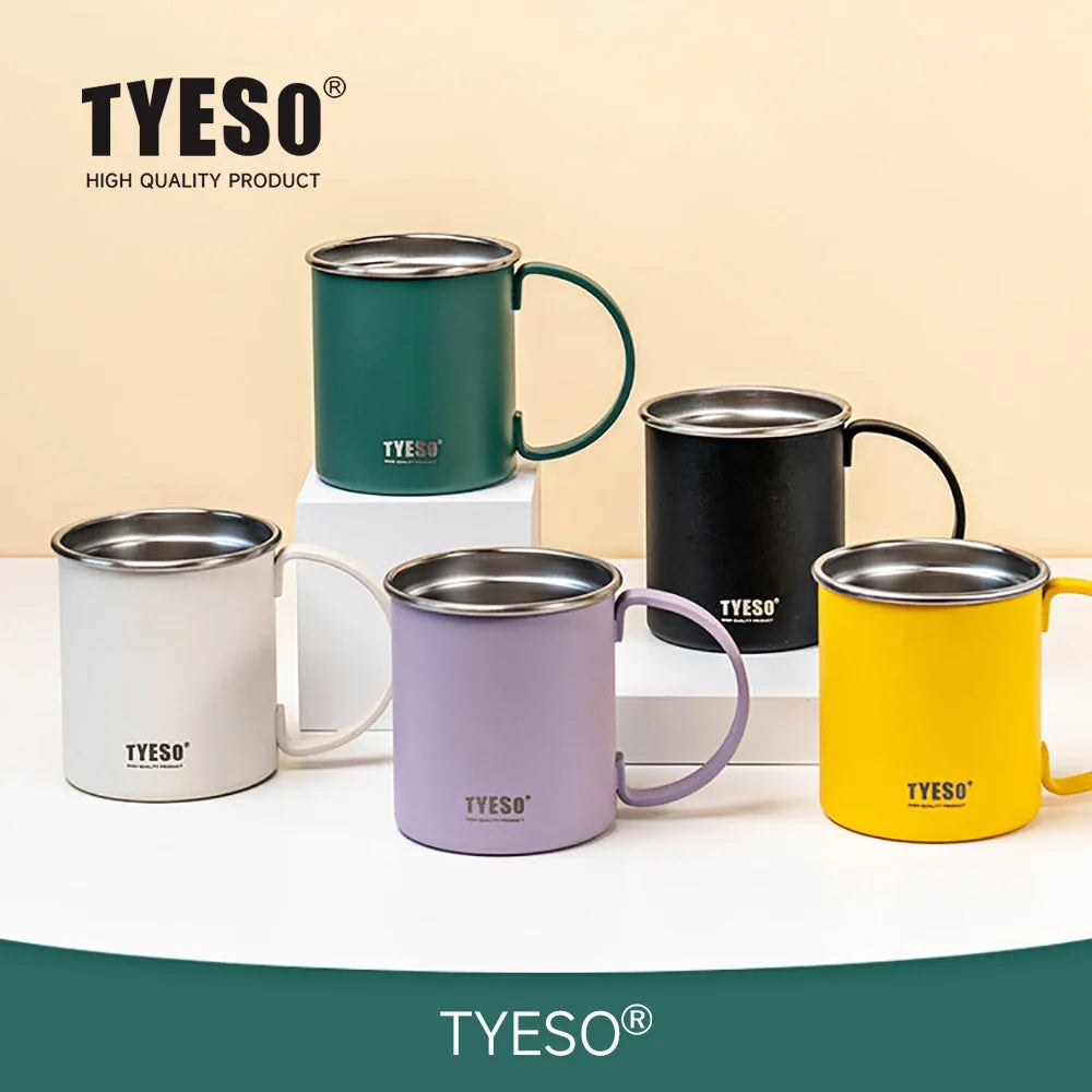 Tyeso Anti-scalding 304 Stainless Steel Cups Plastic Handle