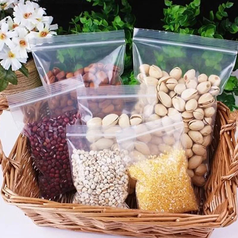 200/100PCS Transparent Zip Bags Food