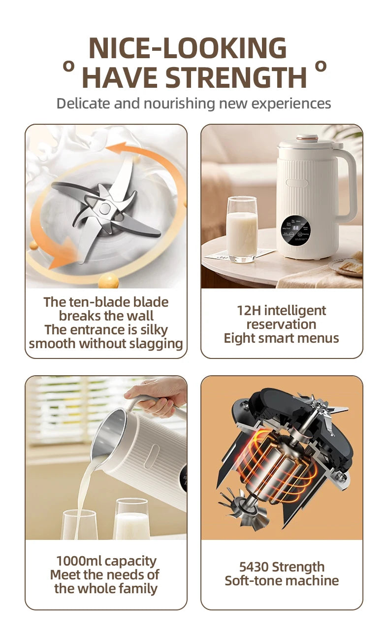 8-in-1 Multifunctional Automatic Nut Milk Machine&Coffee Maker