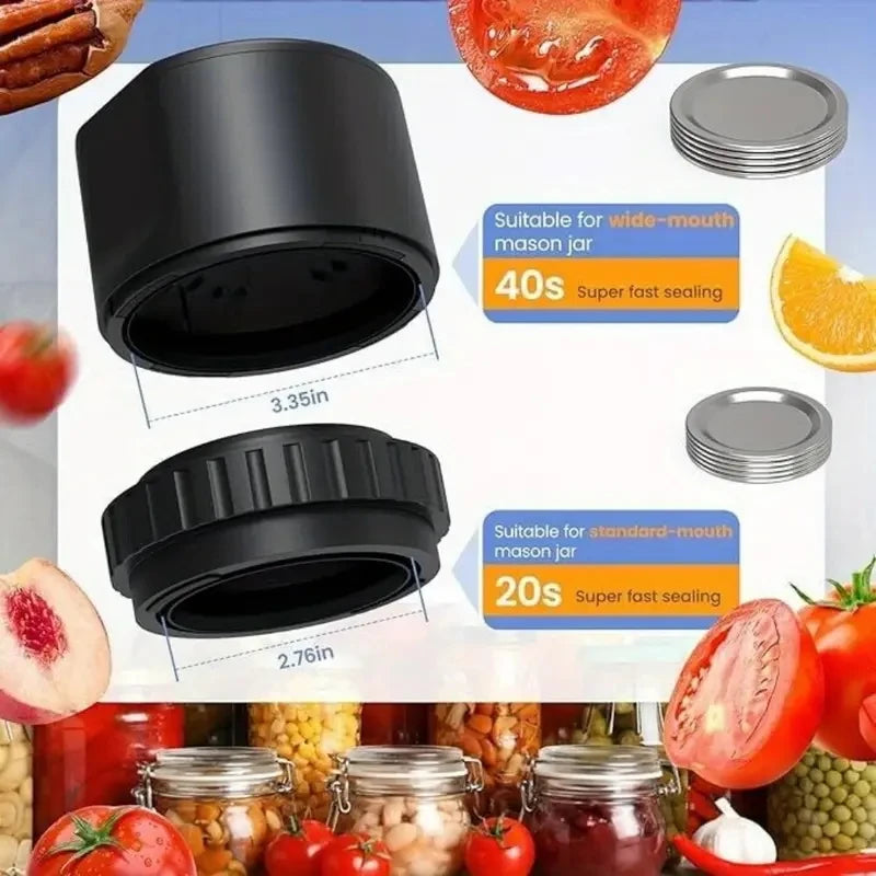 Electric Mason Jar Vacuum Sealer Kit - Upgrade Automatic Vacuum Sealer With External Assembly Vacuum Pump, Mason Jar Vacuum Seal