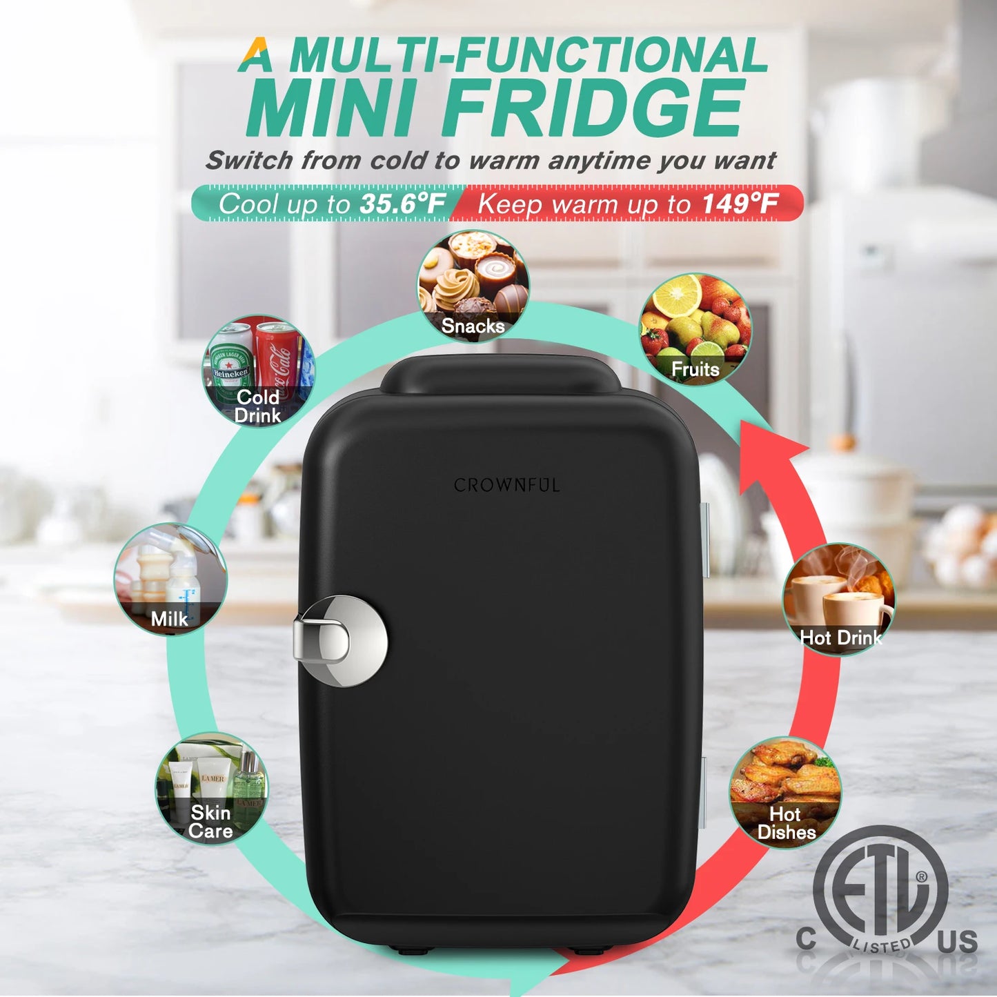Crownful 4L Mini Fridge