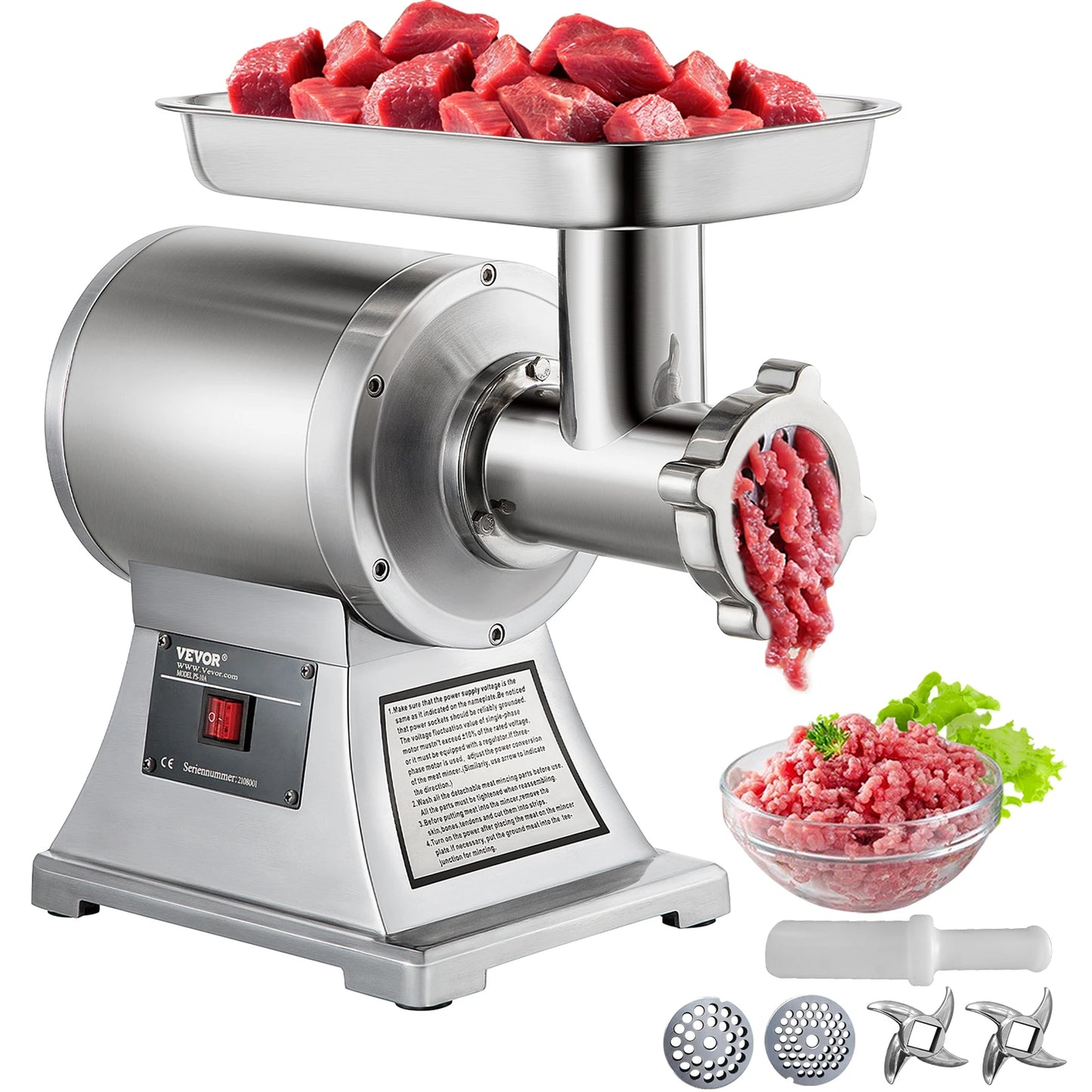 250Kg/H Electric Meat Mincer Grinder