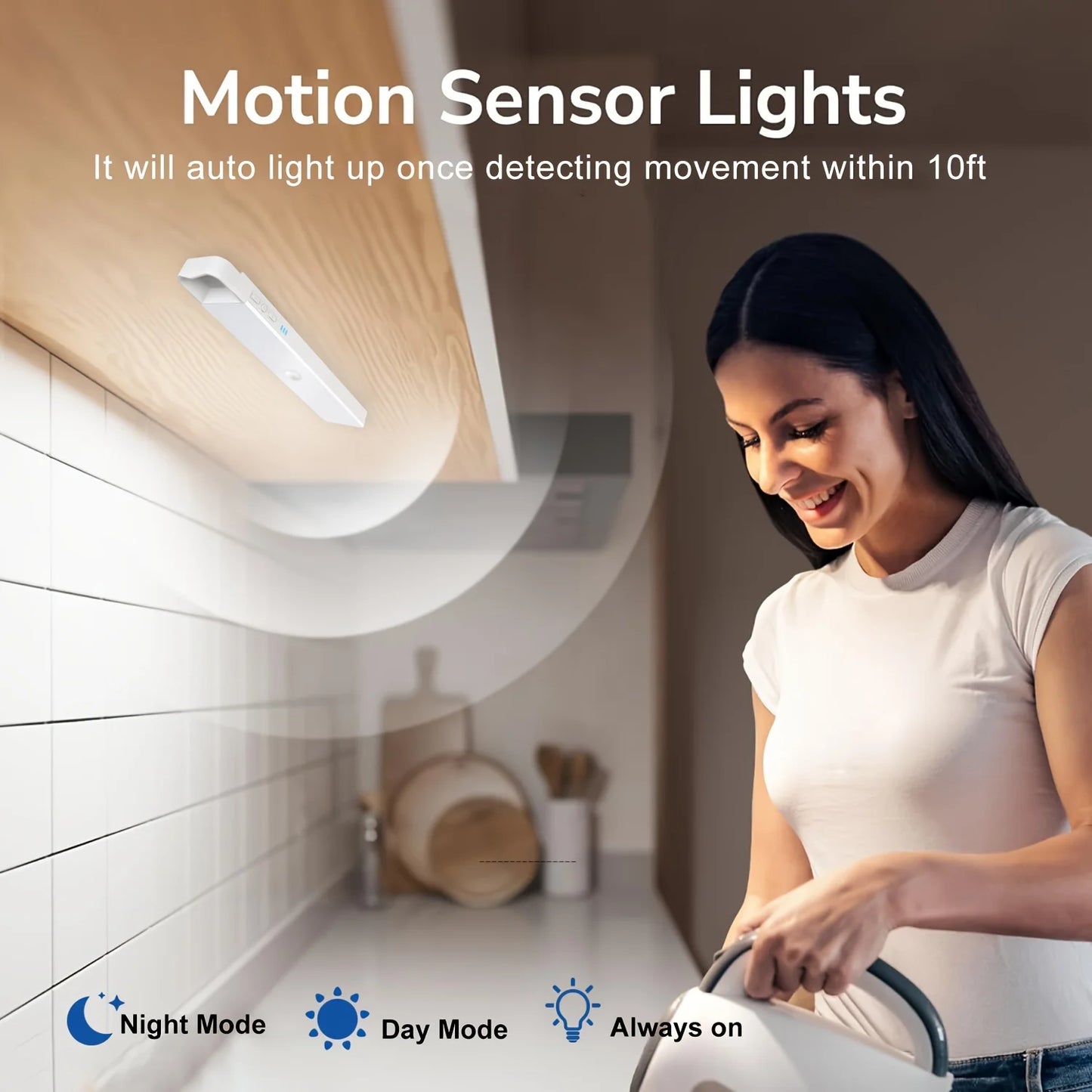 4 Pack 56 LED, 3 Color 8.58 In, Wireless USB Rechargeable Magnetic Closet Lights, Under Cabinet Lightingfor Kitchen,  Stairs