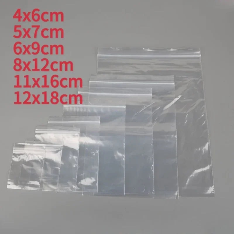 200/100PCS Transparent Zip Bags Food