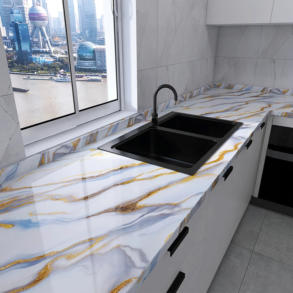 Marble Kitchen Oil-Proof Film Waterproof Moisture-Proof Self-Adhesive Wallpaper