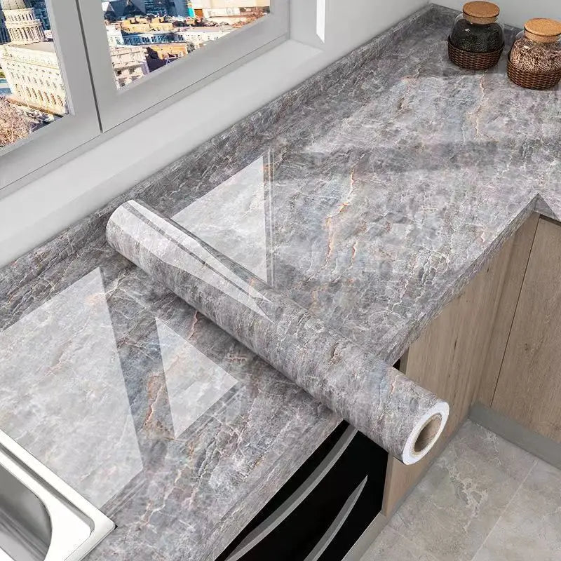 Marble Kitchen Oil-Proof Film Waterproof Moisture-Proof Self-Adhesive Wallpaper