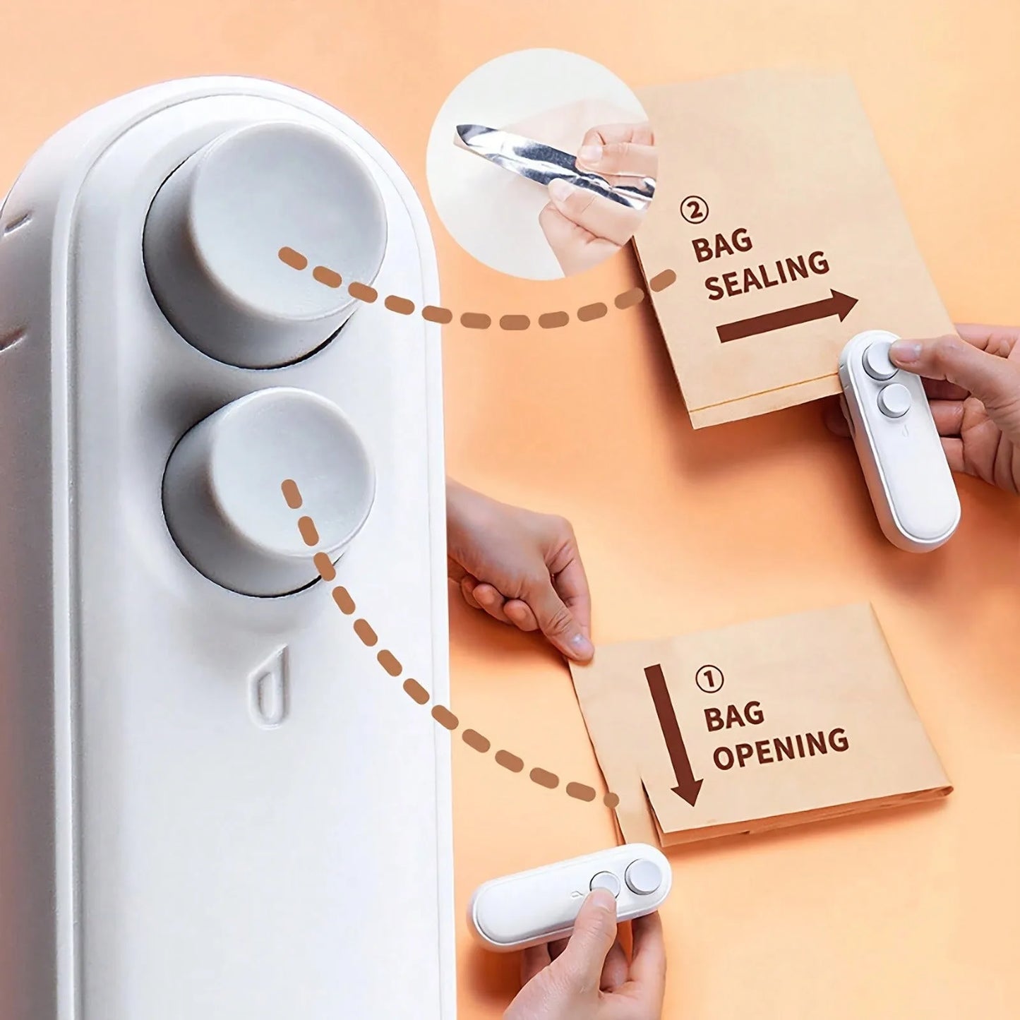 Portable Rechargeable 2-in-1 Bag Sealer & Cutter
