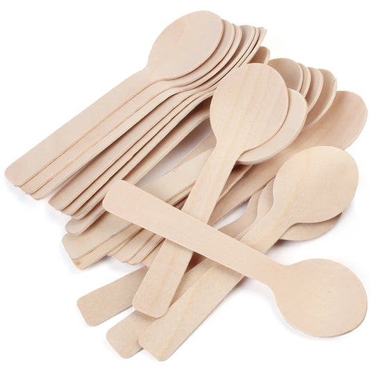 100PCS Disposable Wooden Spoon