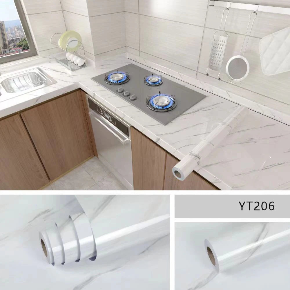 Marble Kitchen Oil-Proof Film Waterproof Moisture-Proof Self-Adhesive Wallpaper