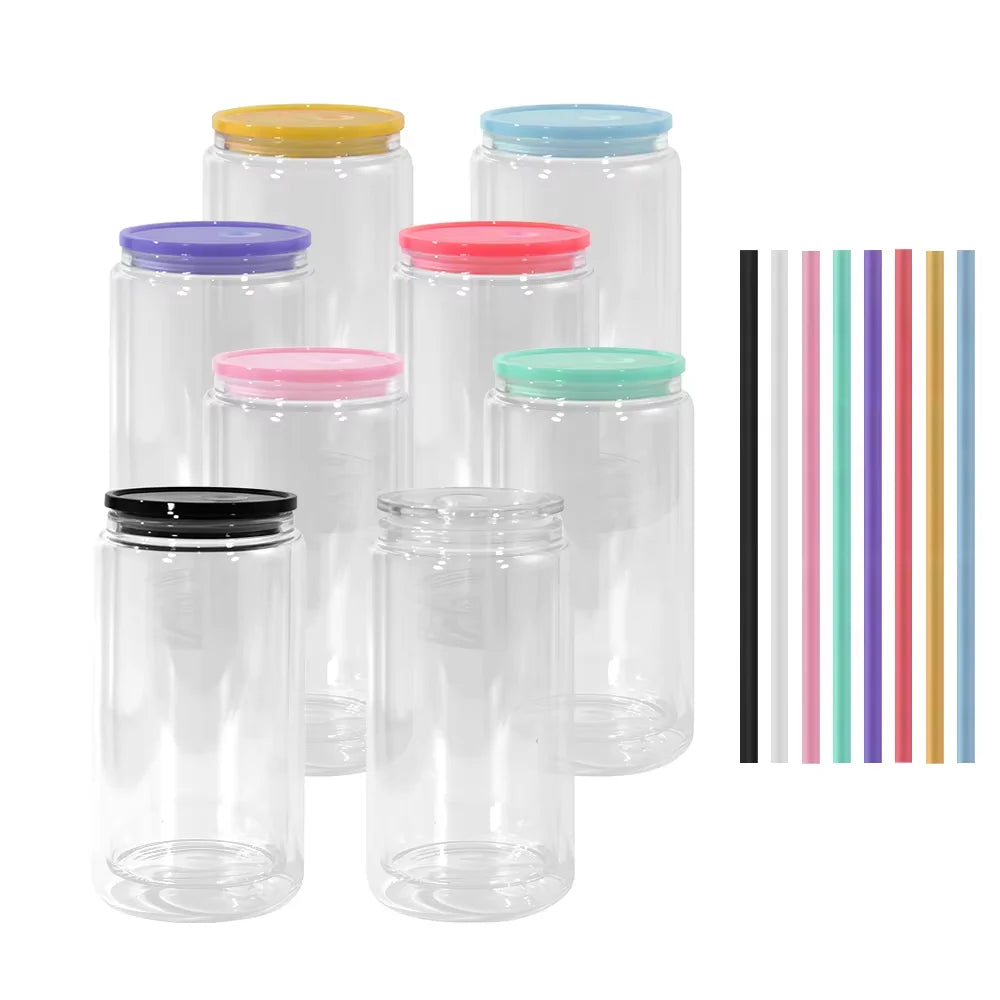 25pcs Pack Mixed Colors 16oz Pre-drilled Hole Double Wall Glass Snow Globe Glass Beer