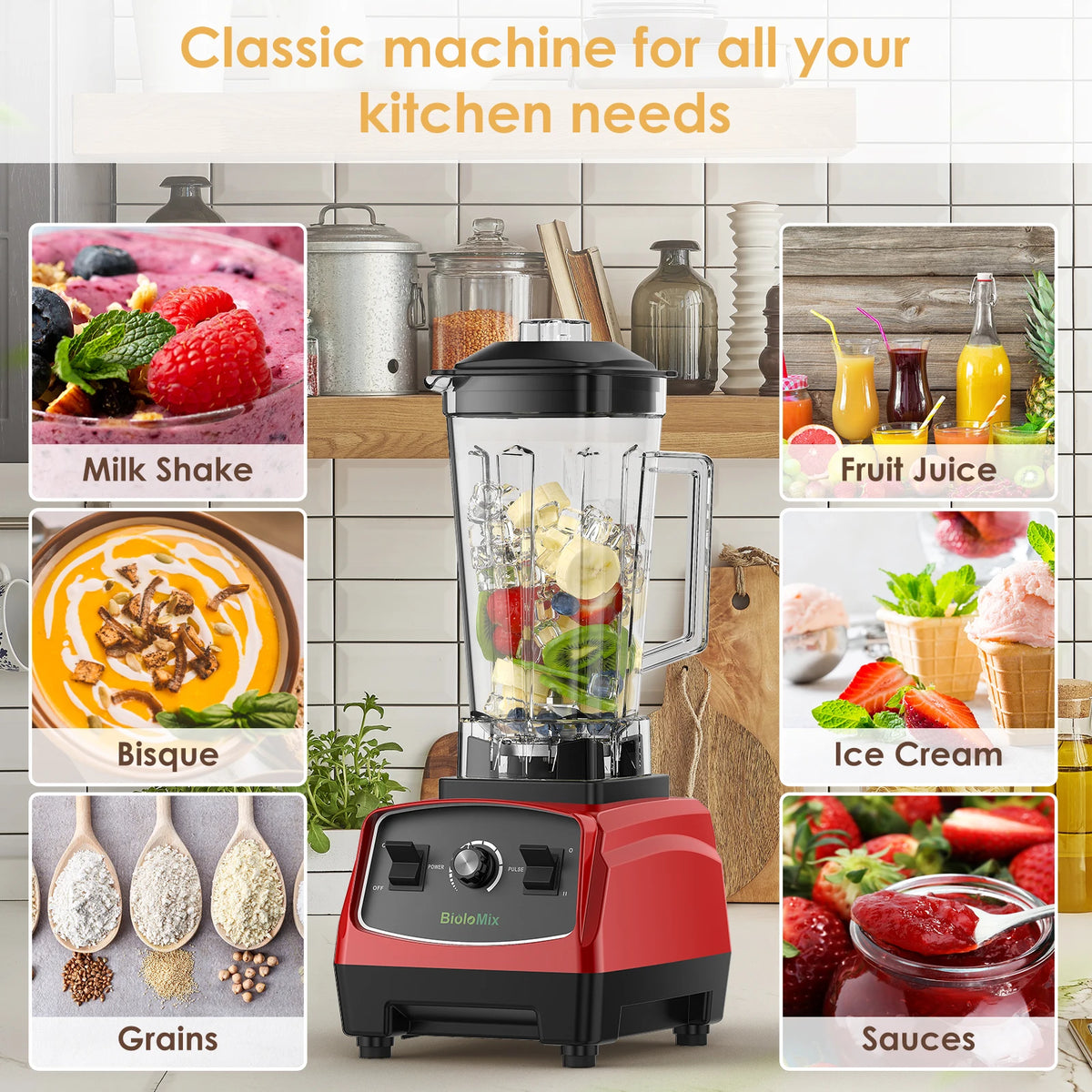 BPA Free 3HP 2200W Heavy Duty Commercial Grade Blender