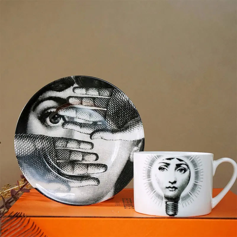 Face series bone porcelain coffee cup saucer
