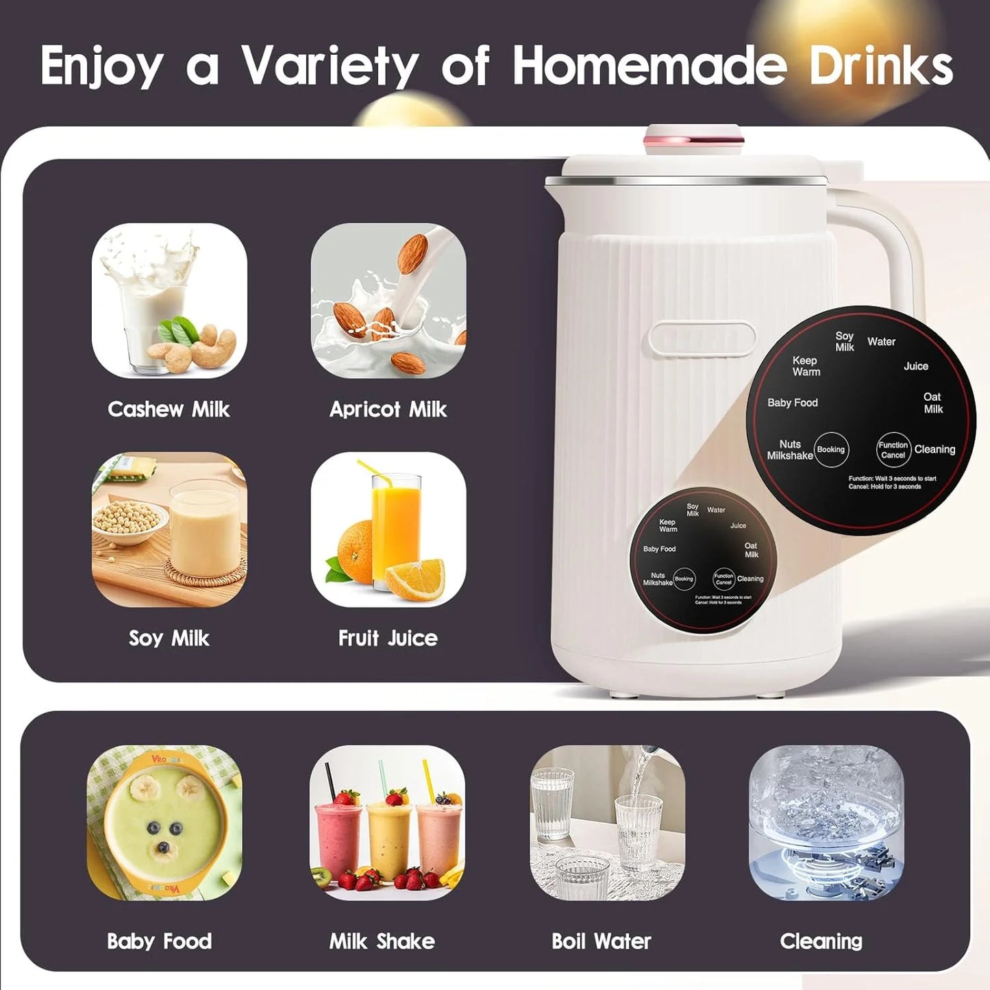 8-in-1 Multifunctional Automatic Nut Milk Machine&Coffee Maker