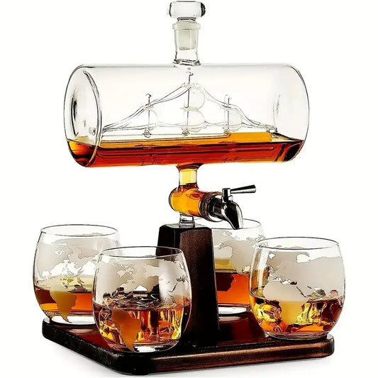 1pcs,44oz decanter+4pcs,10oz glass cups,