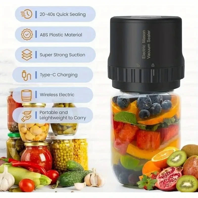 Electric Mason Jar Vacuum Sealer Kit - Upgrade Automatic Vacuum Sealer With External Assembly Vacuum Pump, Mason Jar Vacuum Seal