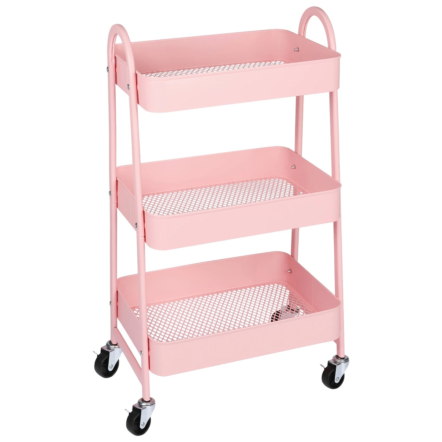 JHK 3 Tier Metal Storage Kitchen Cart with Lockable Wheels