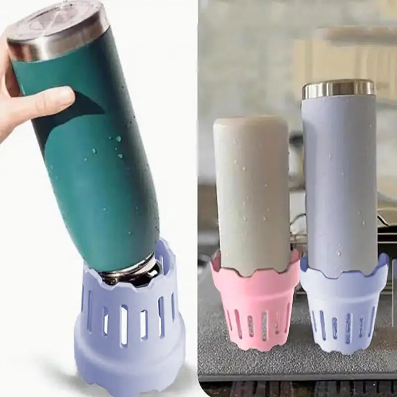 Ventilated bottle drying rack with separate silicone cup holders