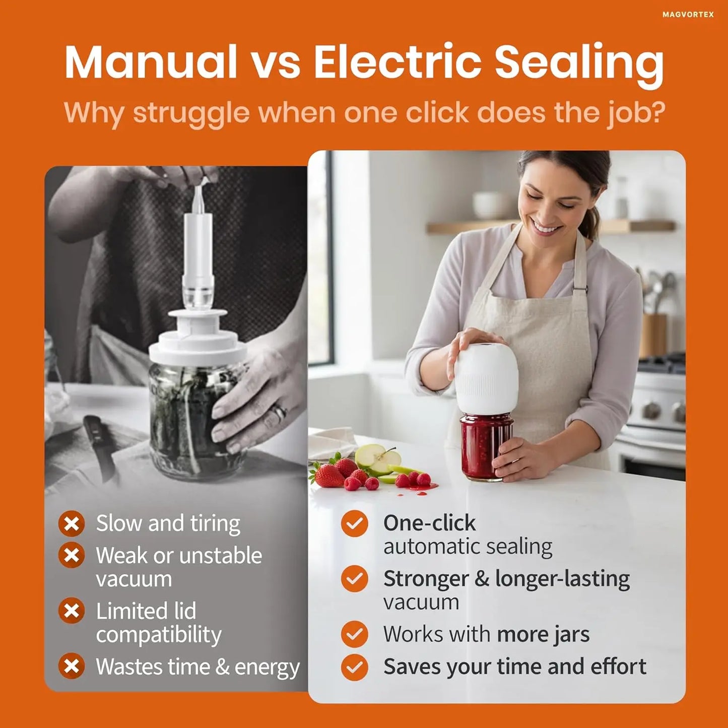 Electric Mason Jar Vacuum Sealer Kit with LED Display,