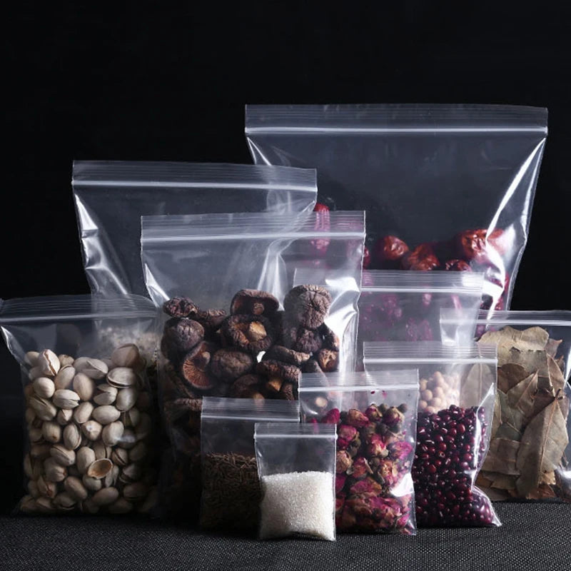 200/100PCS Transparent Zip Bags Food