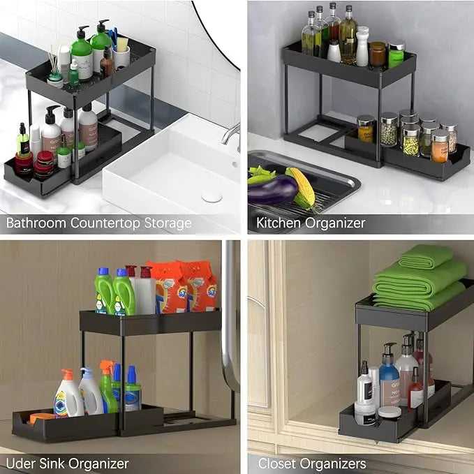 2 Tier Sliding Under Sink Organizer