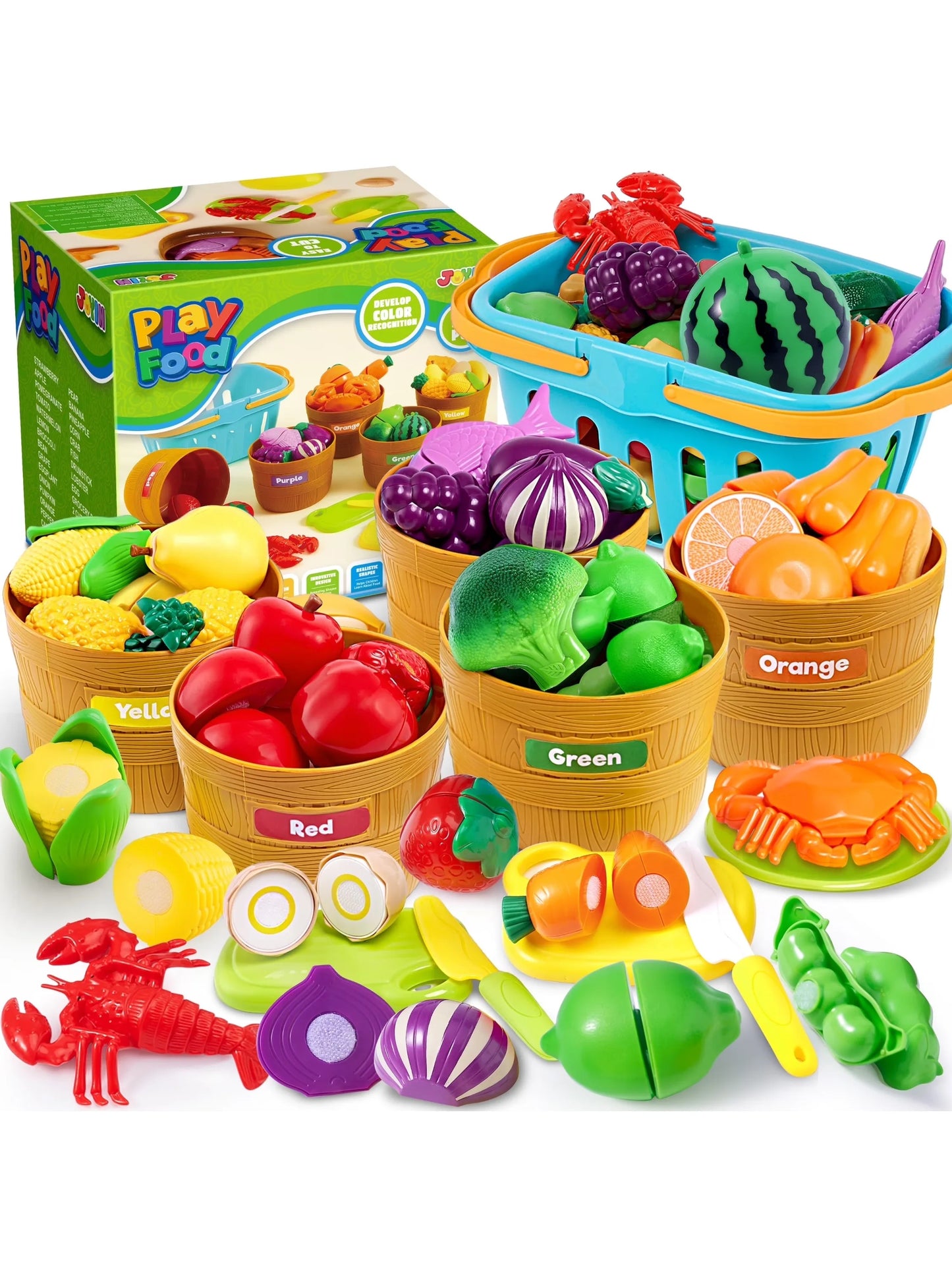 60 pcs Play Food Set for Kids Kitchen