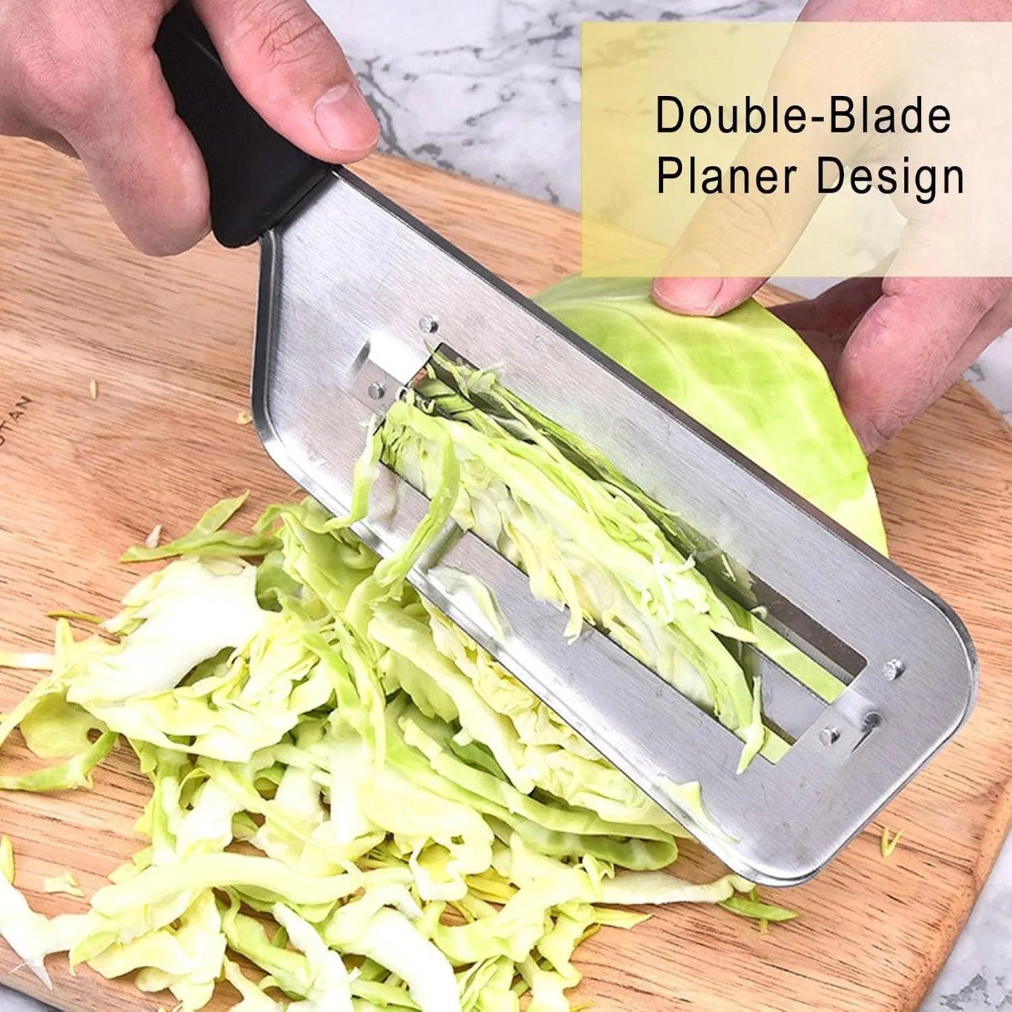 Stainless Steel Dual Blade Julienne Cutter, Cabbage Shredder for Coleslaw,