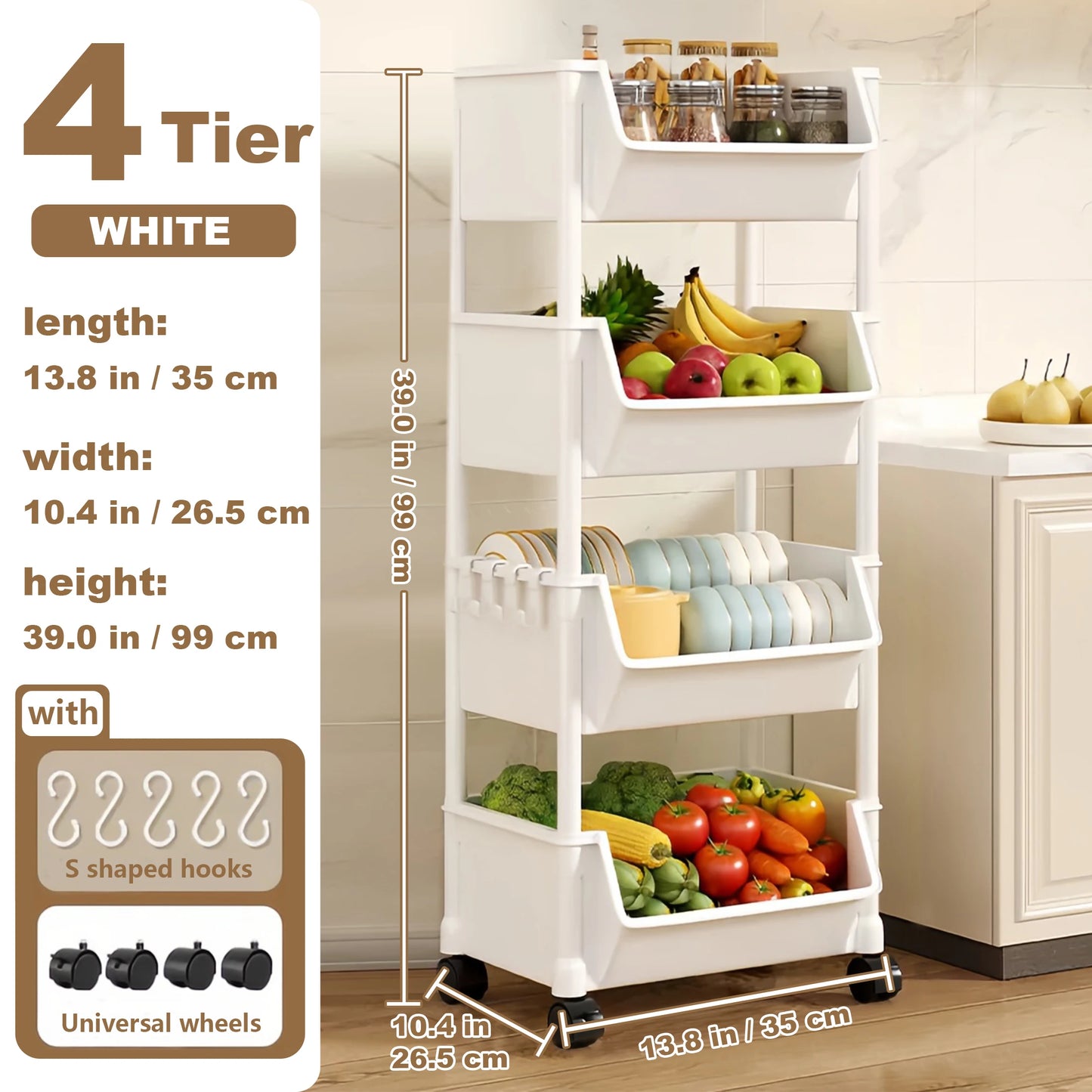 Trolley Bookshelf Kitchen Storage Rack Kitchen