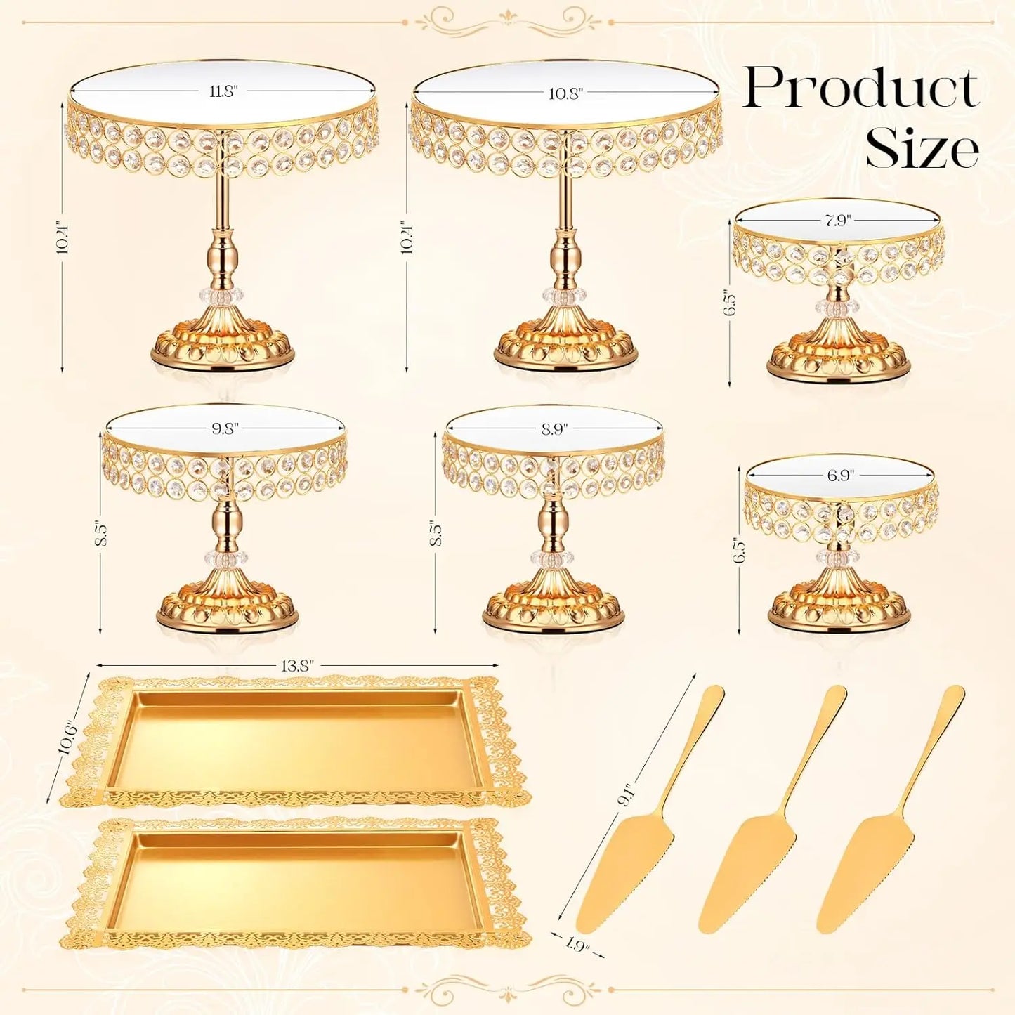 12 Pieces Gold Cake Stand Set, Vintage Cake Display