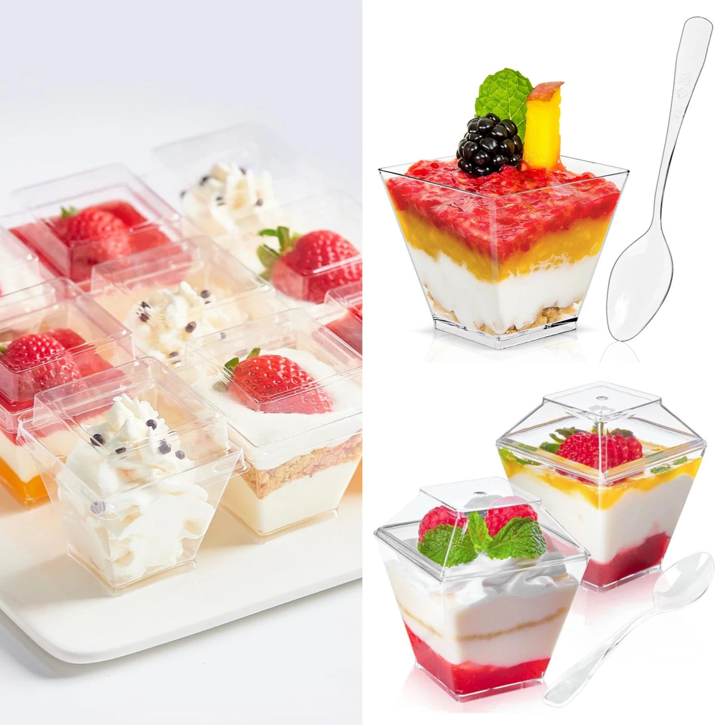 Dessert Cups with Lids and Spoons