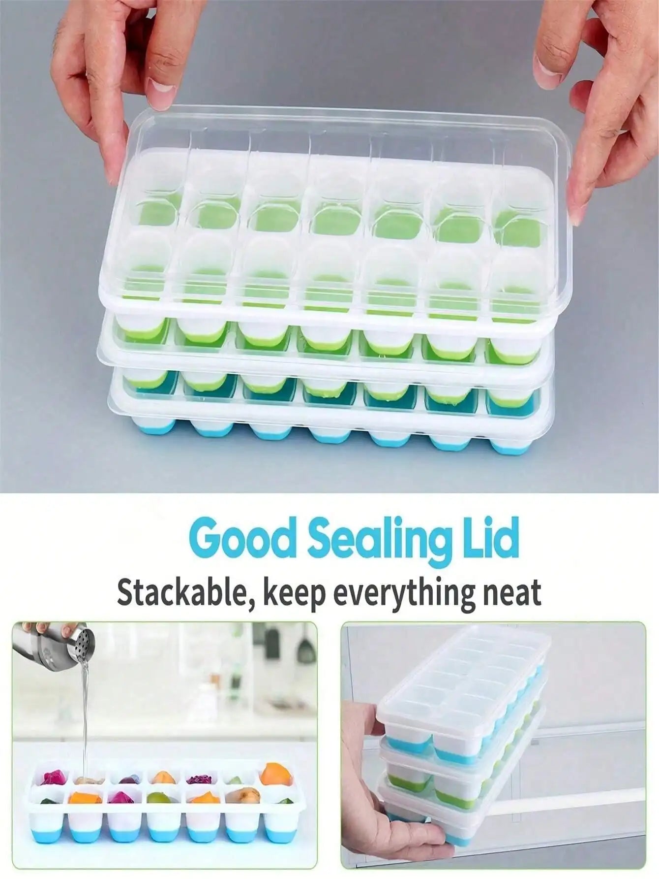 1/2/4pcs Silicone Ice Cube Trays,