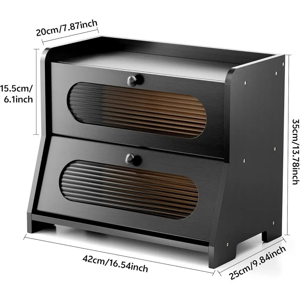 Large Bamboo Double Decker Bread Box