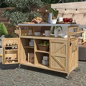 Grill Cart with Stainless Steel Tabletop