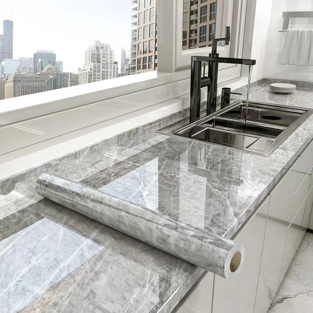 Marble Kitchen Oil-Proof Film Waterproof Moisture-Proof Self-Adhesive Wallpaper