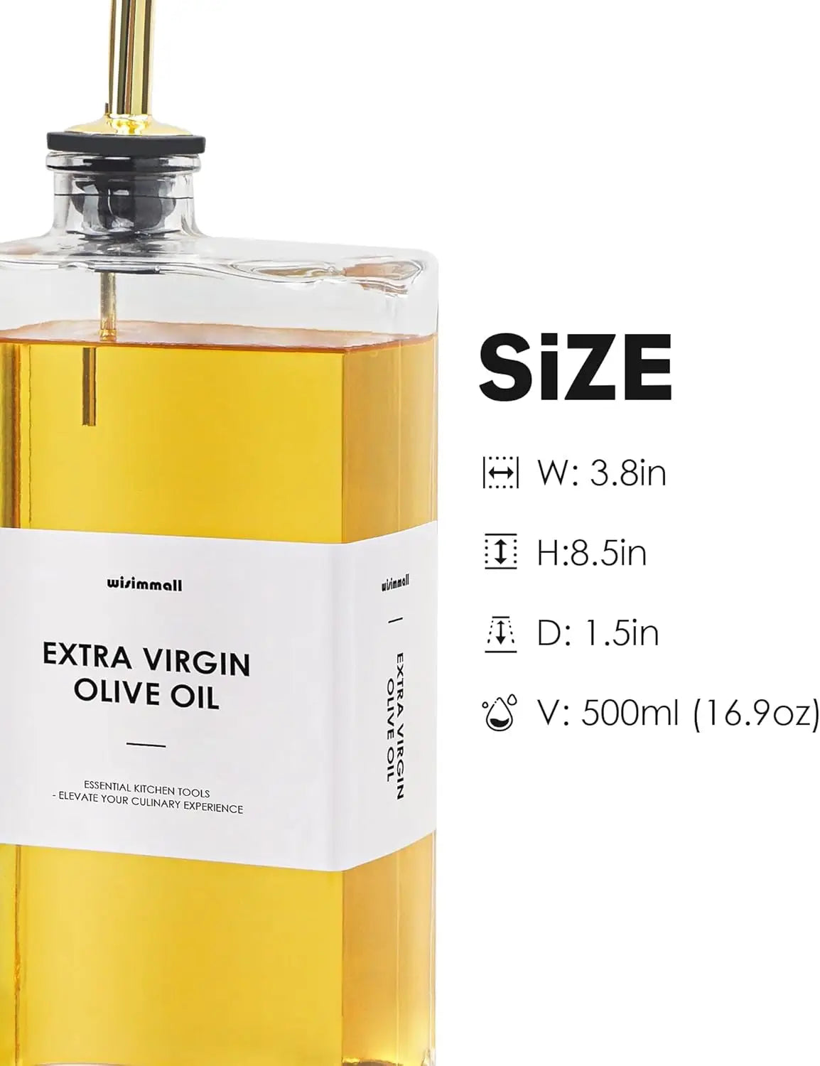 Olive Oil Dispenser For Kitchen, Glass Oil Bottle 500ML Oil