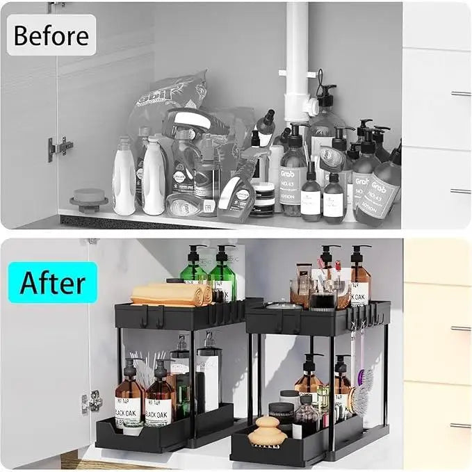 2 Tier Sliding Under Sink Organizer