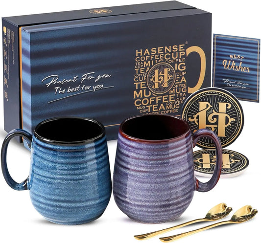20 Oz Ceramic Coffee Mug Set with Coaster & Spoon,