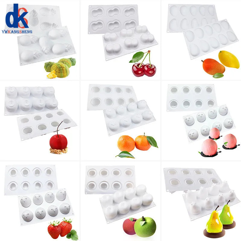 Pineapple Pear Peach Fruit Series Cake Silicone Mold