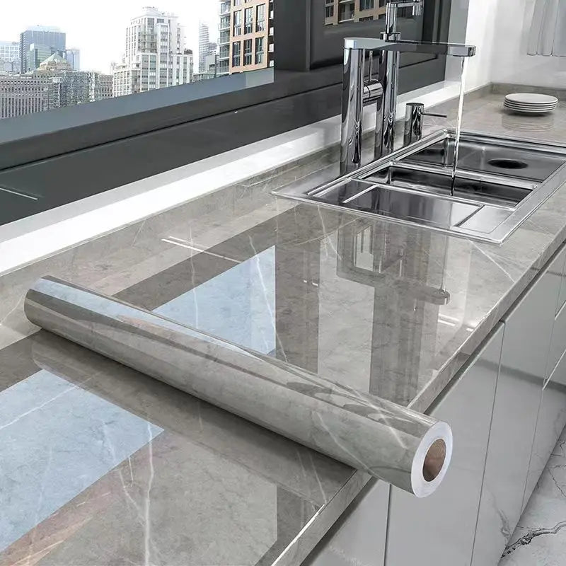 Marble Kitchen Oil-Proof Film Waterproof Moisture-Proof Self-Adhesive Wallpaper