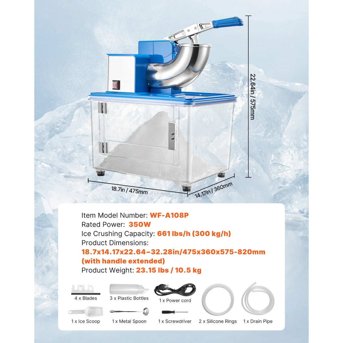 661LBS/H Commercial Ice Crusher
