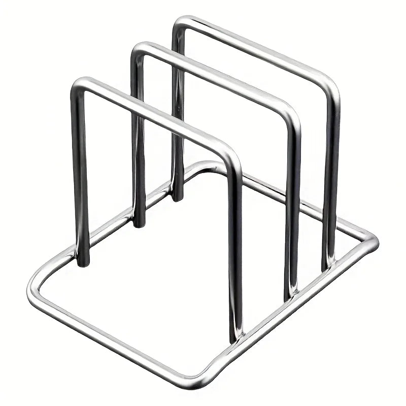 Space-Saving Stainless Steel Pot Lid and Cutting Board Organizer Combo -