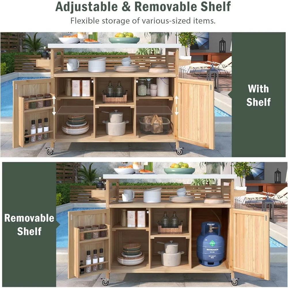 Grill Cart with Stainless Steel Tabletop