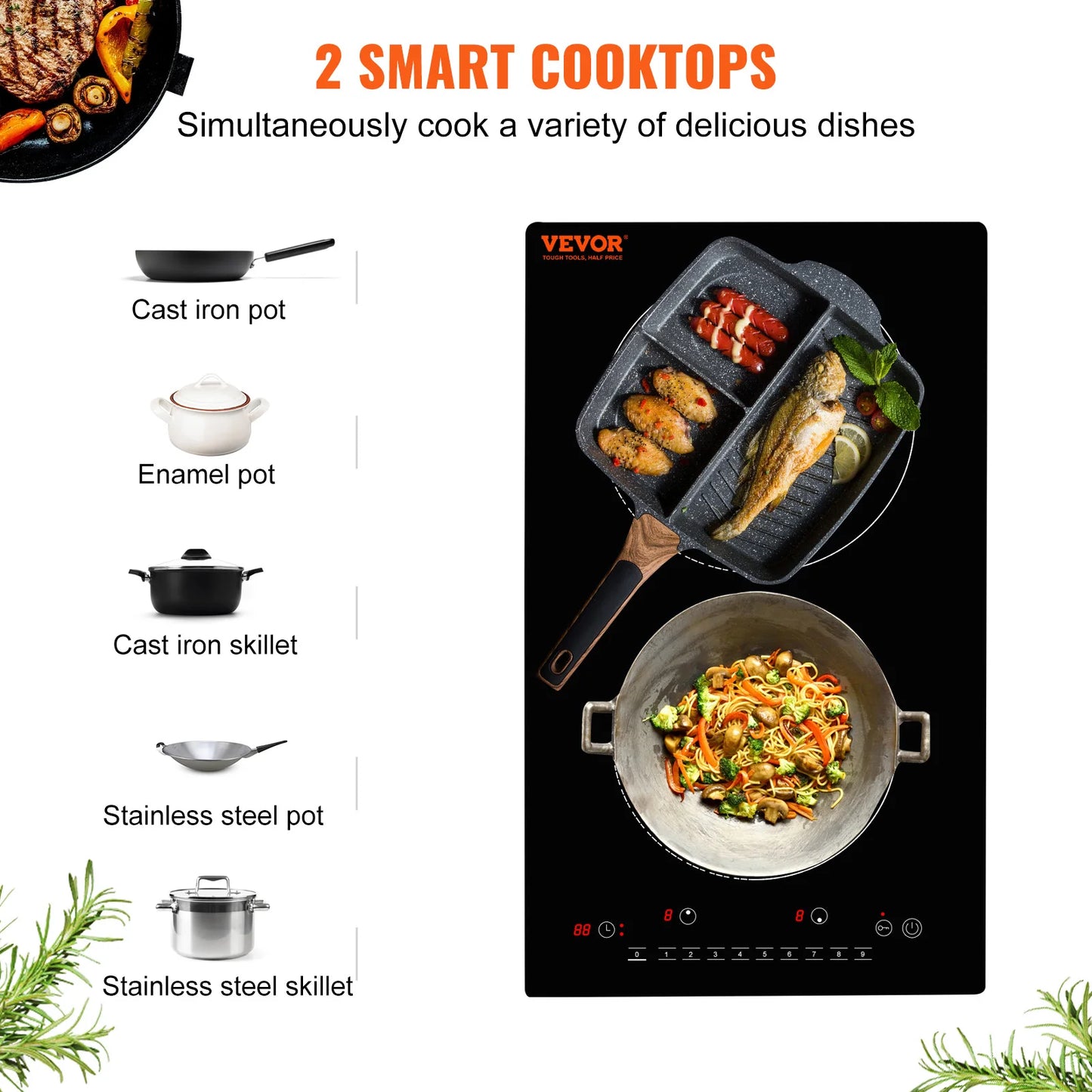 2 Burners Electric Induction Cooktop Stove